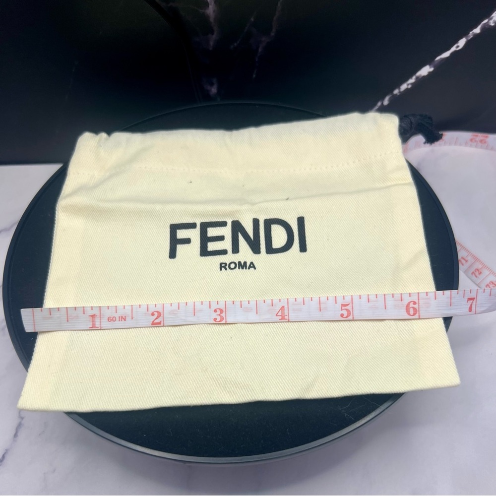 Fendi Cream Drawstring Dust Pouch with Black Logo 6x6